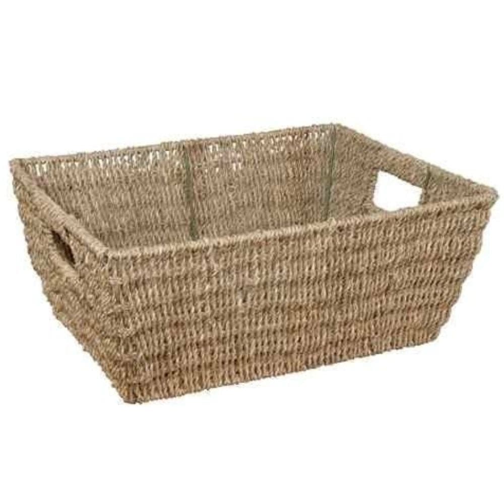 Deep Rectangular Seagrass Storage Basket, The Deep Rectangular Seagrass Storage Basket's are ideal for storing small collections of blocks and natural materials. Providing an eco-friendly alternative to plastic, these baskets are also ideal for the display of small collections, soft resources and objects. The lightweight, woven sea grass material is also ideal for young children to carry and transport resources as they have built in handles for easy grip. Approx. Dimensions – Size: 37. 5x28. 5x15. 5cm appro