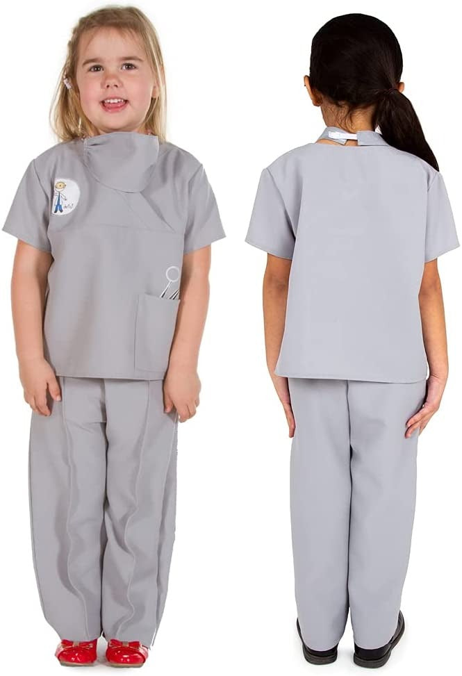 Dentist fancy dress - 3-5 years, The Children's Dentist Costume with Authentic Prints is perfect for little ones who love to engage in role play and educational learning. Designed by Pretend to Bee, this high quality costume allows children to imagine themselves as dentists and play out their dreams of helping others.The 3-piece costume includes a tunic top featuring a dentist print logo and a handy pocket, giving children a realistic dentist look. The matching trousers have an elasticated waist for a comfo