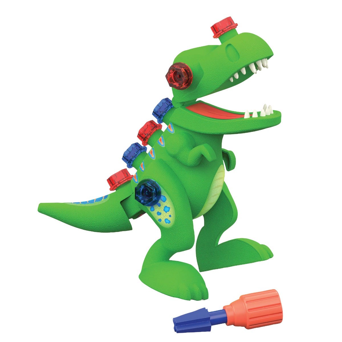 Design & Drill® Take-Apart T-Rex, Build your own T-rex with this dinosaur construction kit for preschoolers from Design & Drill®! Children use tools perfectly-sized for little hands to tinker with their very own dinosaur toy with moveable mouth and legs. Snap the 4 pieces together, and then use the kid-sized screwdriver to screw in the chunky, colourful bolts. Then head off into roar-some imaginative play with the Design & Drill Take-Apart T-Rex. Kids roar into creative play and build coordination skills as