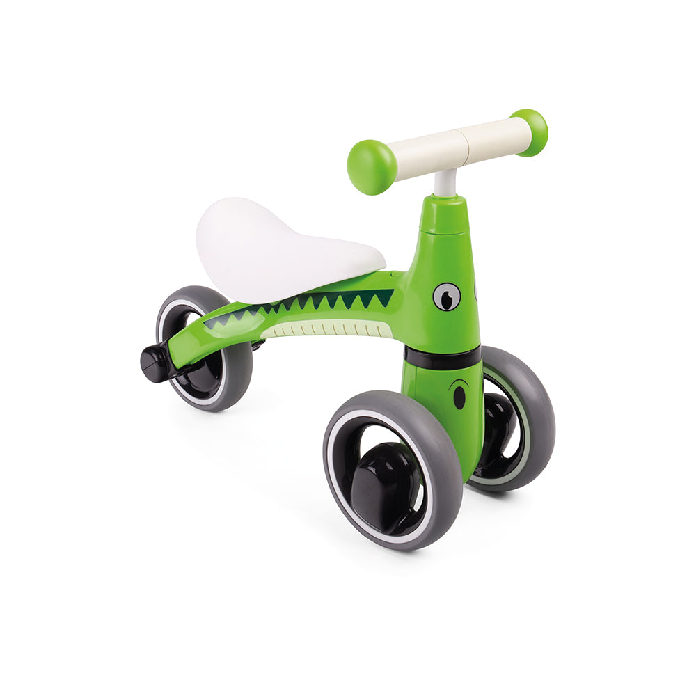 Diditrike Crocodile, The Diditrike Crocodile is a unique, early year's ride on toy perfect for encouraging young children to explore gross motor skills. The Diditrike Crocodile has been intricately designed to provide ultimate support and stability as little ones improve their mobility. With smooth wheels and an easy to manoeuvre handle bar, this ride on toy glides along for seamless play. The quirky Diditrike Crocodile design makes for engaging play and the freewheeling design allows for serious whizzing a