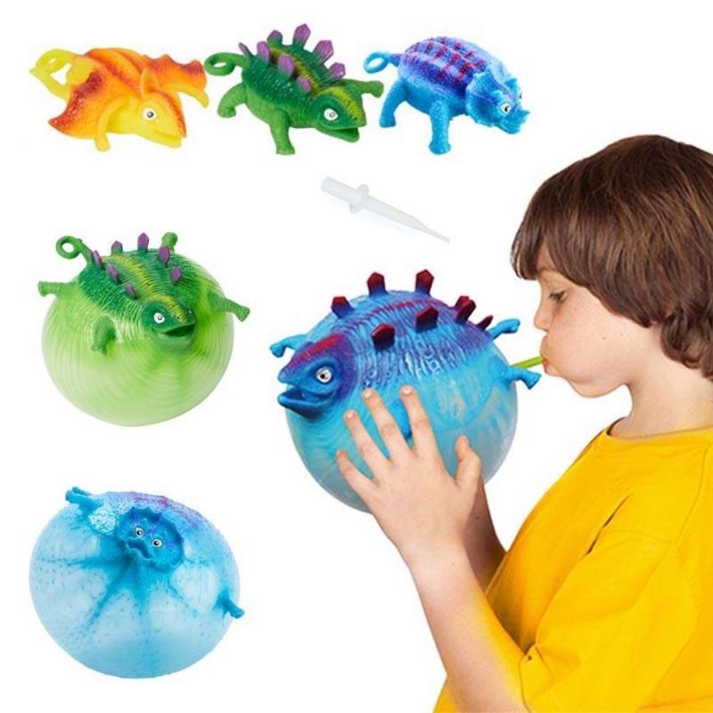 Dinosaur Balloon Ball, Dinosaur Balloon Balls are a fun and exciting way for young children to practice their oral motor skills. These durable and reusable balloons have a special one way valve and straw, that makes inflation simple for those trying to improve their respiration and mouth shaping. Once you blow them up these inflatable friends can be bounced, thrown, caught and rolled almost anywhere! When they are not being blown up they also make a fun fidget toy as many children enjoy the feeling of the s
