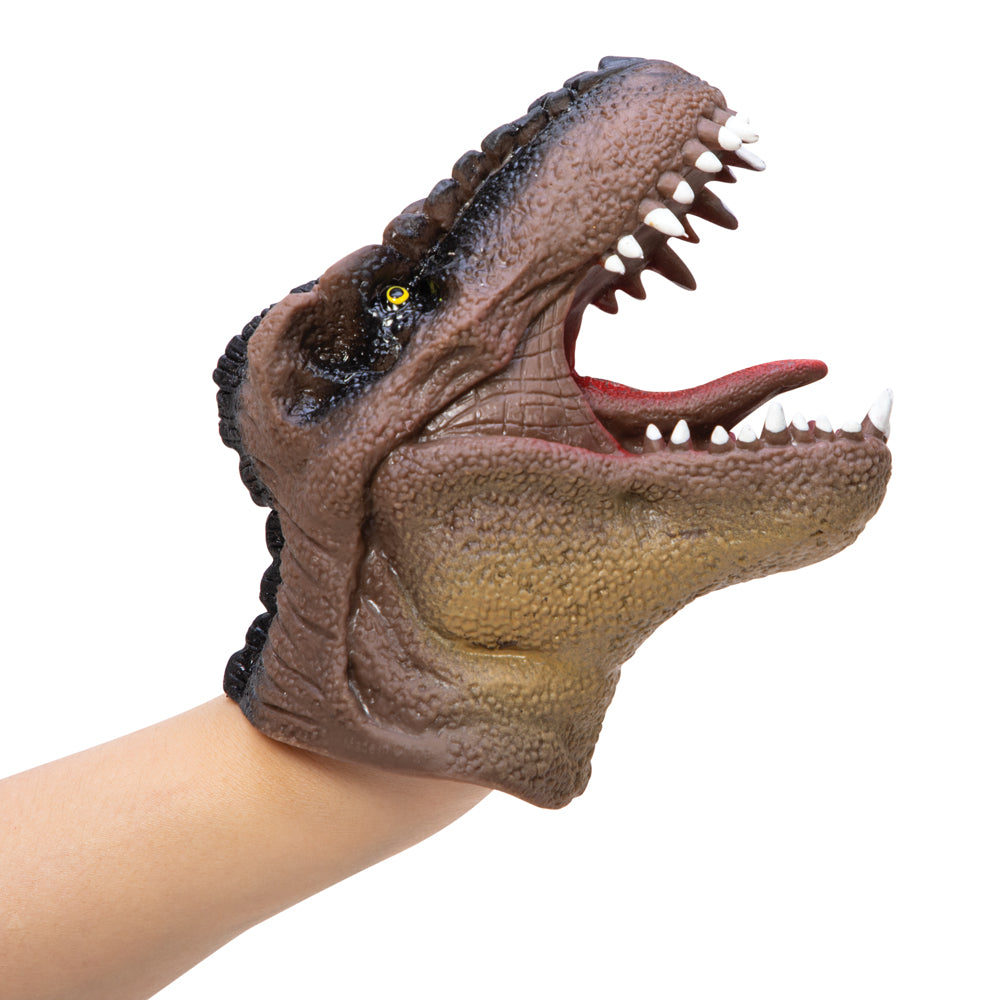 Dinosaur Hand Puppet, Put on your very own roar-some puppet show with Schylling’s Dinosaur Hand Puppets. Made from quality non-toxic rubber, there are three varieties (green, red and brown) of Tyrannosaurus Rex puppets available. One dinosaur hand puppet included - comes in one of three assorted styles as above, sent randomly. These unique Dinosaur Hand Puppets for kids are the perfect gift for young dinosaur lovers. They’re even handy for teachers to have in the classroom to teach lessons about the Jurassi