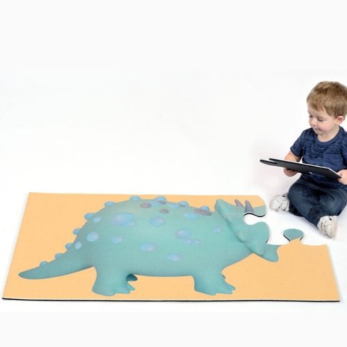 Dinosaur Jumbo Puzzle, Part of the Jumbo Puzzle range this giant rectangular Jigsaw features a bright and fun Dinosaur print. The Dinosaur Jumbo Puzzle is designed specifically to aid children in developing key formative skills as well as stimulating the imagination. Use as a base for discussions on Dinosaurs, the Jurassic World, Evolution, Extinction and the environment, as well as a way to inspire creative role play. Manufactured from durable Polyester Felt this Jumbo Puzzle is ideal for any educational o