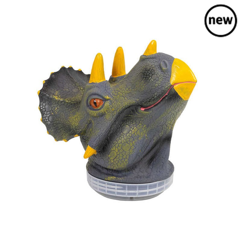 Dinosaur Triceratops Head Tub Large, Bring the ancient world to life with the Dinosaur Triceratops Head Tub! This impressive and highly detailed dinosaur head doubles as a storage tub, making it a fantastic display piece and functional toy.Featuring a captivating triceratops design, this dinosaur head tub showcases intricate details, from the sharp teeth to the textured skin. It will surely grab the attention of any dinosaur enthusiast or aspiring paleontologist.But the fun doesn't stop there! Flip over the