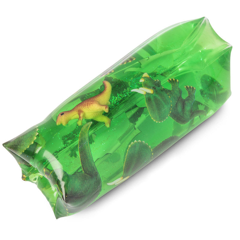 Dinosaur Water Snake, Classic water snake toy with a dinosaur figure inside. Squeeze the liquid filled Dinosaur Water Snake and it will slide up or down in your hand, making it quite a slippery fascination for your fingers. Move and play with the Dinosaur Water Snake and the plastic dinosaur within it will bob and swim about in the liquid. Also a good calming tool due to its repetitive motion. It will also increase gross motor skills as well as hands and arm muscles which will be good for injury recovery th