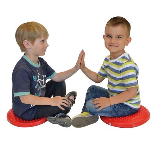 Disc O Sit Junior, The DiscoSit Junior is a circular cushion, which can be slightly inflated, giving a degree of instability. These inflatable seating discs are especially popular for more hyperactive children and young people in school where they are expected to stay sitting for a long time. They improve posture and allow a certain amount of wiggling around without having to get off the chair. The Disc O Sit has very good UV and chlorine tolerance, so the disc is good in the pool as a “floatie” and can als