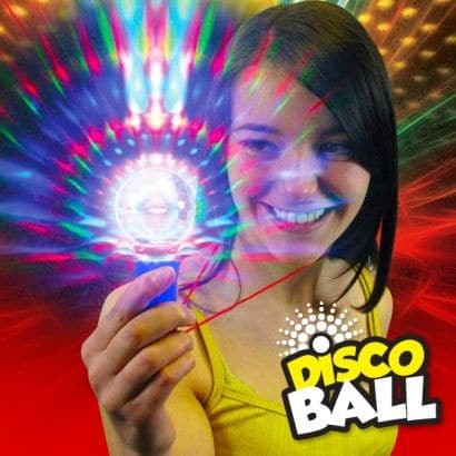 Disco Projector Prism Wand, Watch the handheld disco projector light project patterns onto the ceiling with ease and onto the walls and quite simply the kids will 100% love this Disco Projector Wand These amazing Disco Projector Prism Wands literally light up the walls to create your very own mobile disco! Each Disco Projector Prism Wand also includes a safety lanyard to wear it as a necklace. Disco Projector Prism Wand Kaleidoscopic disco ball Red, blue and green LEDs Three functions 3 x AAA batteries incl