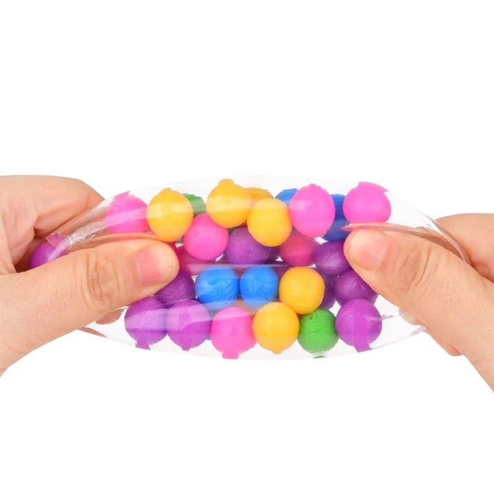 DNA Stress ball, DNA Sensory Balls are popular fidgets, stress-reducers and hand strengtheners for kids who love to squeeze. This DNA Fidget Ball offers a great feel, plus it is irresistibly "grabbable", almost impossible to put down. Variable resistance, with multiple smaller balls inside a clear cover looks like DNA. The DNA Stress balls are non-toxic and latex free.The DNA Sensory Ball is a durable gel filled ball with wonderful movement and texture. The DNA Stress ball is designed for students with spec
