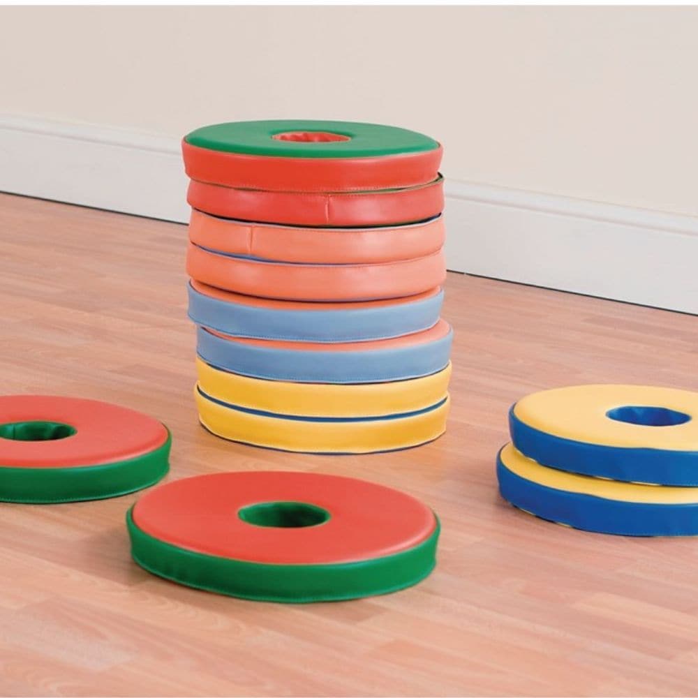 Donut 12 Cushion Trolley, This Donut 12 Cushion Trolley comes with 12 brightly coloured floor cushions. The Donut 12 Cushion Trolley is a classroom essential,this multi-cushion trolley carries 12 brightly coloured floor cushions (included). Ideal for group reading/teaching activities, allowing easy and mobile out-of-the-way storage when not in use. Ideal for group reading/teaching activities, allowing easy and practical storage when not in use. Cushions colours may vary. Excellent for sharing resources betw