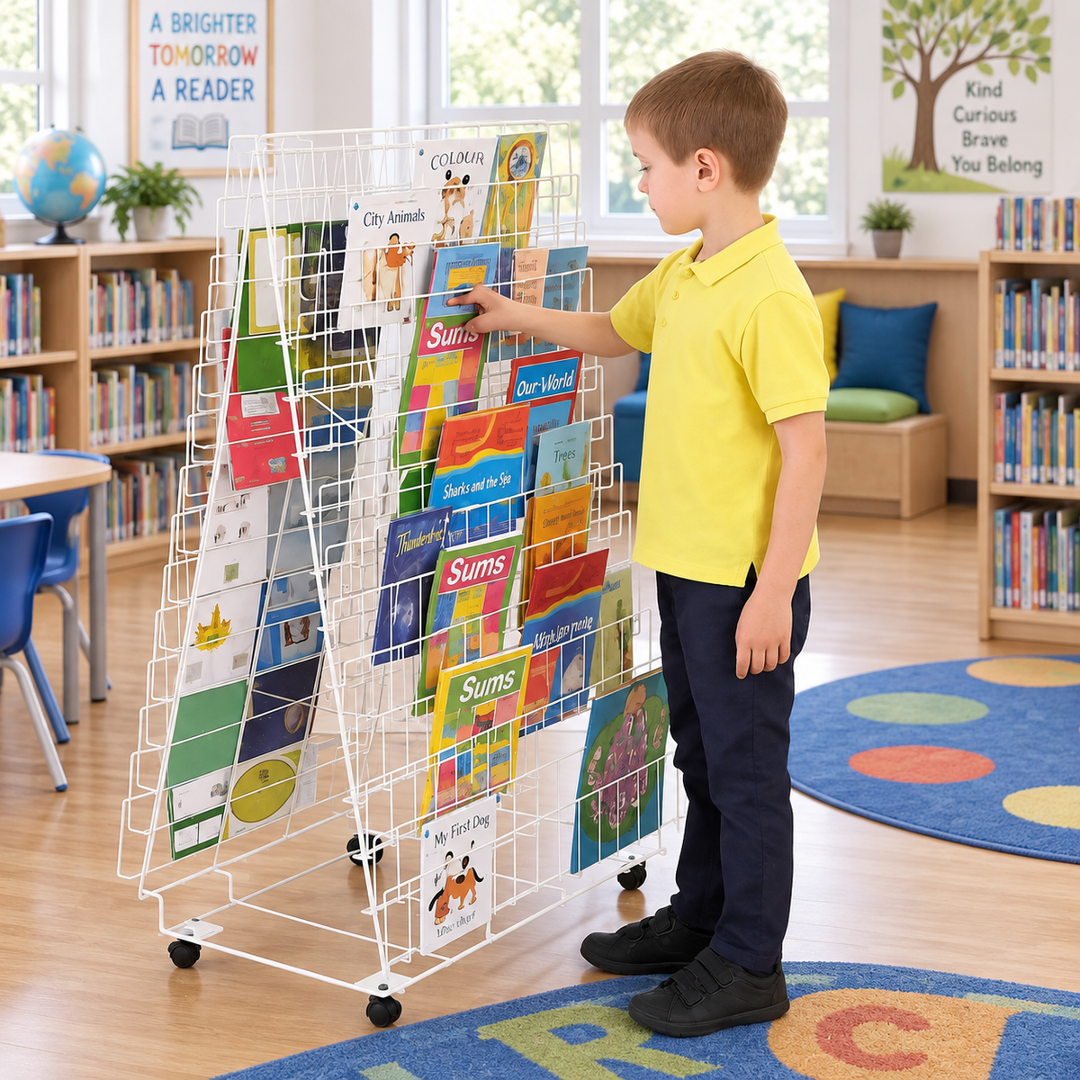 Double Sided Mobile Book Rack in a bright early years classroom – view 5