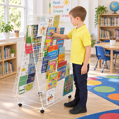 Double Sided Mobile Book Rack in a bright early years classroom – view 7