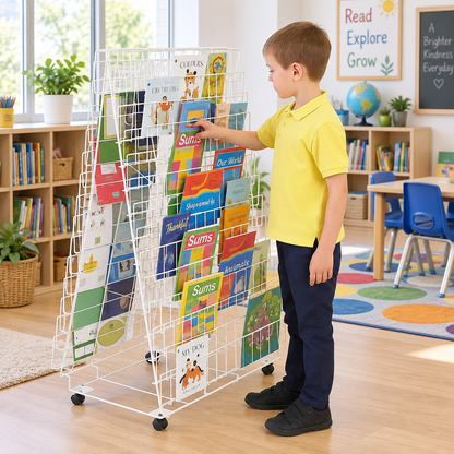 Double Sided Mobile Book Rack in a bright early years classroom – view 8