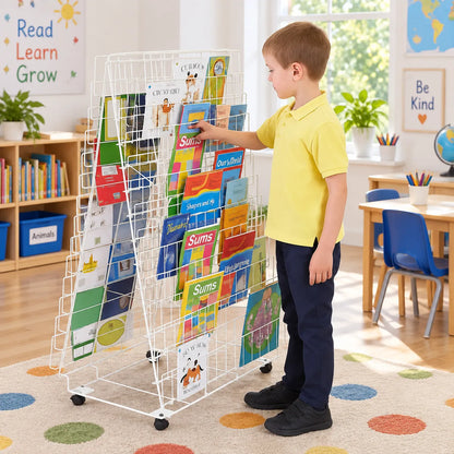 Double Sided Mobile Book Rack in a bright early years classroom – view 1
