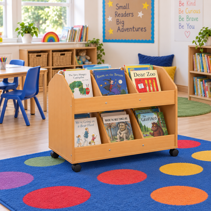 Double Sided Mobile Classroom Organiser in a bright early years classroom – view 7