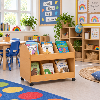 Double Sided Mobile Classroom Organiser in a bright early years classroom – view 8