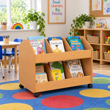 Double Sided Mobile Classroom Organiser in a bright early years classroom – view 1
