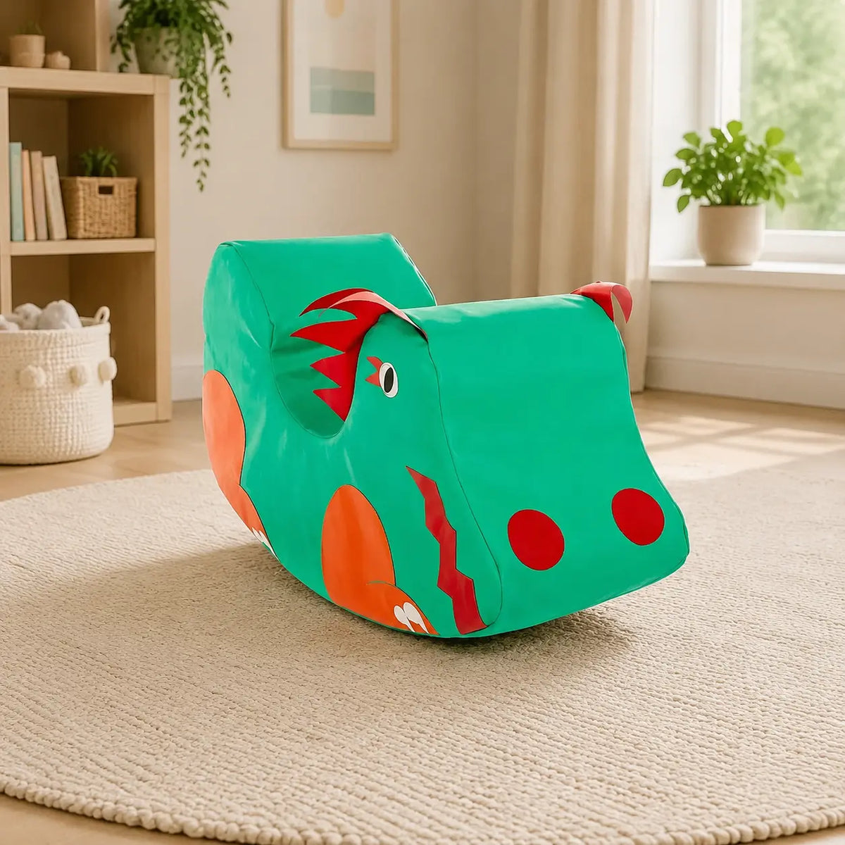 Dragon Rocker turquoise soft foam children's rocker in a premium early years room