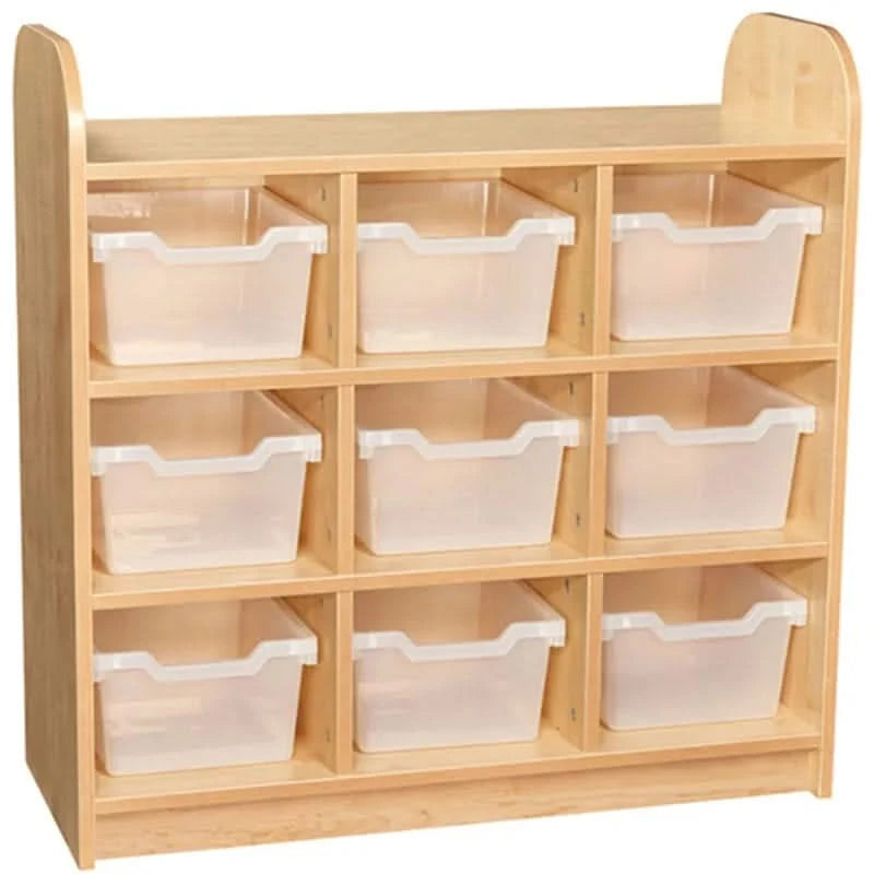 Early Years Low Level 3 Tier Storage Shelving Unit With Back - 9 Tray-Early Years Low Level 3 Tier Storage Shelving Unit With Back - 9 Tray