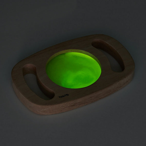 Easy Hold Glow Panel Green, The Easy Hold Glow Panel Green is new to our best-selling Easy Hold range, this beautiful rubberwood frame with easy grip handles contains a fascinating glow in the dark panel. The Easy Hold Glow Panel Green is activated by leaving in bright light, when taken into a dark den it magically glows in vibrant blue. Children will love to watch the glowing liquid swirl and flow as they twist and turn the panel.TickiT® Easy Hold Glow Panels have solid rubberwood frames with easy to hold 