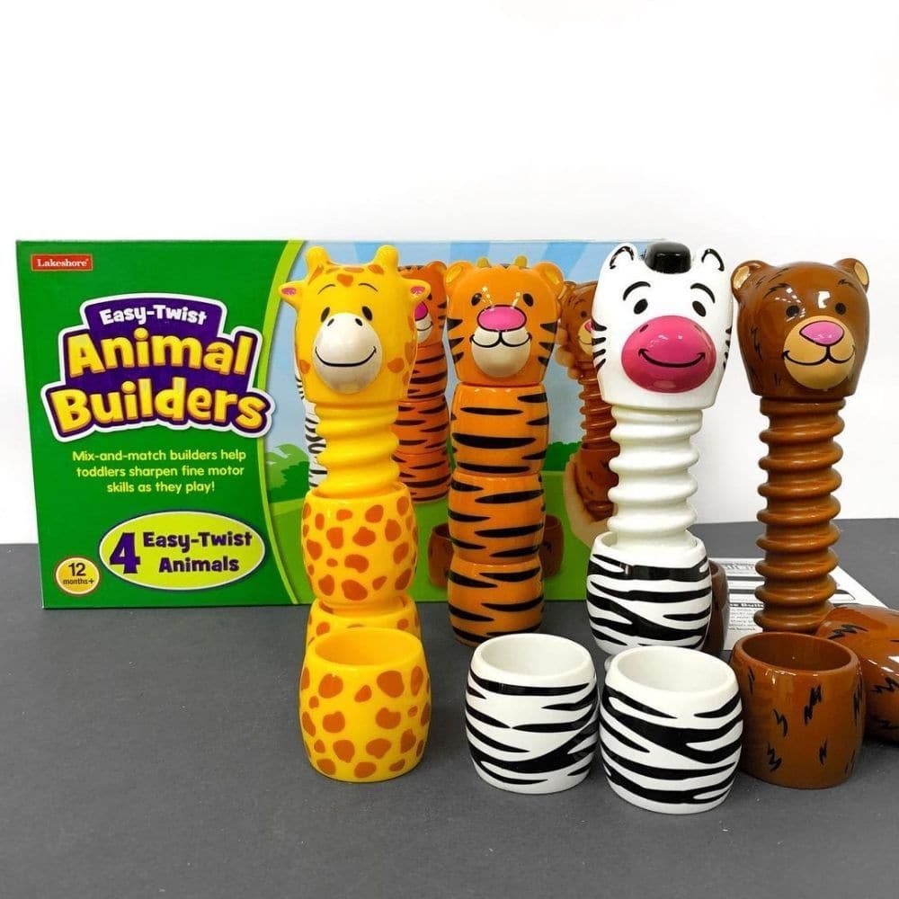 Easy Twist Animal Builders, Introducing our Easy Twist Animal Builders, a delightful and engaging way for children to develop fine motor skills and hand-eye coordination while unleashing their creativity. These twisting animal builders offer a hands-on experience where kids can match animal patterns to create adorable critters or mix and match pieces for endless silly fun! Key Features: Interactive Learning: Easy Twist Animal Builders provide an interactive learning experience that encourages fine motor ski