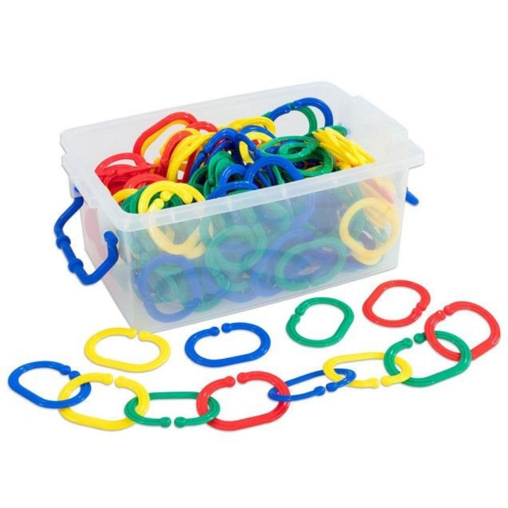 Educational Links 288 Pieces, The Educational Links Set is a versatile and engaging toy designed to cater to the developmental needs of children across different age groups. Made with young hands in mind, the chunky links are easy to grasp, providing an ideal tool for developing fine motor skills. For younger children, the set serves as a sensory-rich experience. The varied textures, intriguing shapes, and vibrant colours captivate little ones, stimulating their sense of touch, vision, and even cognitive un