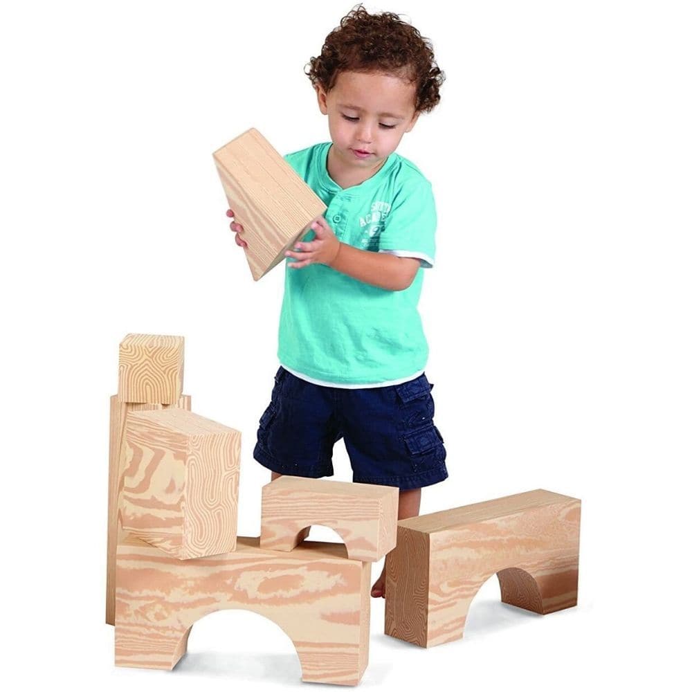 Edushape Big Wood Like Foam Blocks, The Edushape Big Wood Like Foam Blocks are a remarkable addition to any playroom, as they bear a striking resemblance to real wood. Weighing almost three inches in thickness, these oversized, soft foam blocks provide hours of fun and entertainment. Constructed of firm, wood-like Edu-Foam, they are extremely safe, even for a nine month old child. With the absence of splinters and sharp wooden corners, injuries are significantly reduced. Moreover, the jumbo sized blocks are