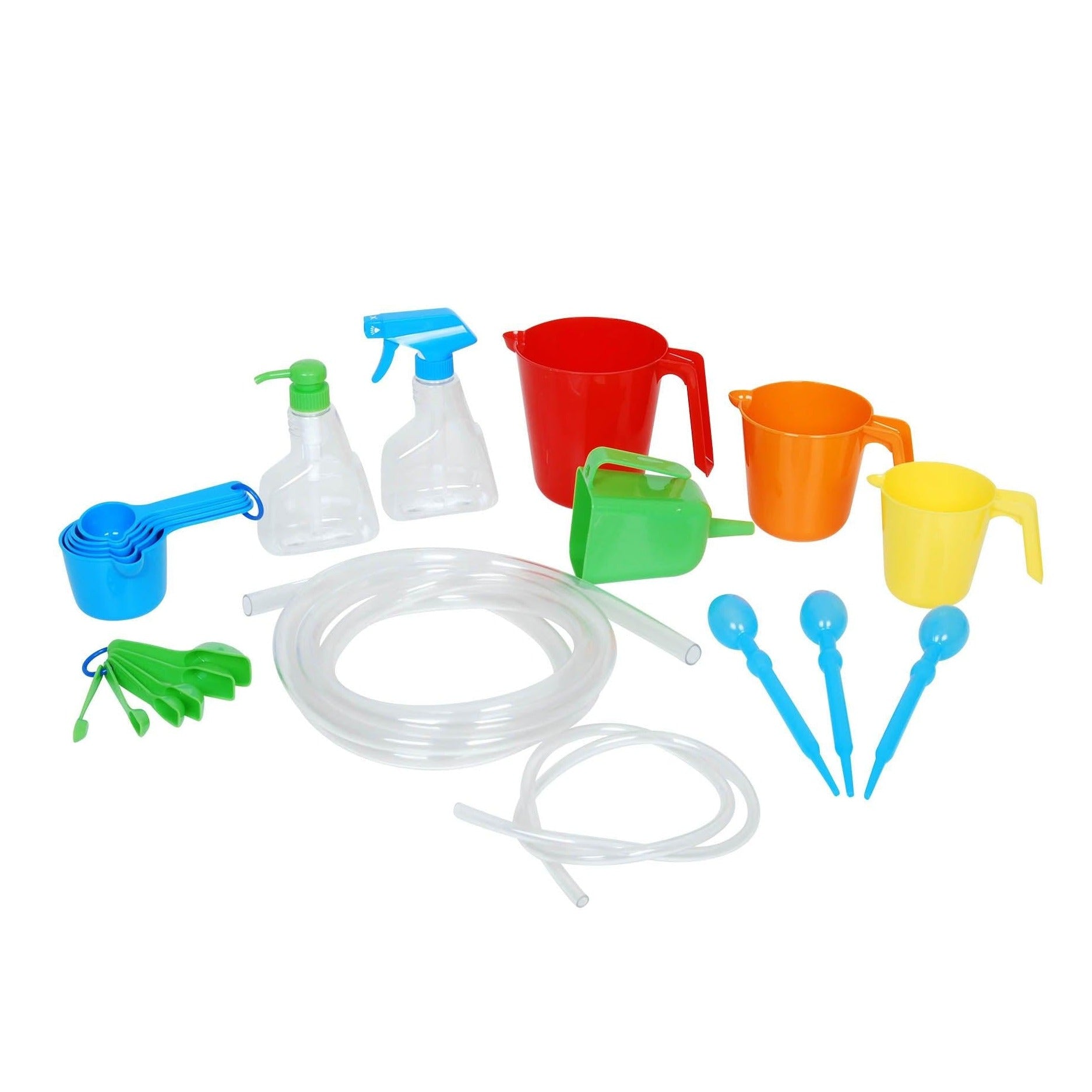 EDX Sand and Water Activity Set, Our edx education Sand & Water Activity Set is a great value accessory pack to accompany our Water Trays and Water Play Activity Rack, Your child will have hours of fun experimenting how different tactile materials can be measured and poured with cups, jugs and spoons and enjoy filling the spray bottles and pipettes with water. Why not add a drop of food colouring to the water and create a colourful water tube with the funnels and hose. The possibilities for imaginative play