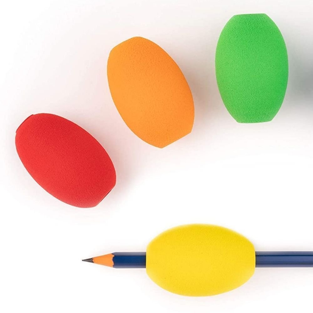 Egg Pencil Grips 6 Pack, Egg Pencil Grips are a handwriting Grip developed by a therapist and handwriting expert facilitates kids to hold their pencils more easily and write with greater precision and come as a 6 pack. This Egg Pencil Grips set has been developed by an OT to support individuals who have difficulty in organising and sustaining a functional grip on a pen. This could be for various reasons - from a physical disability which affects fine motor control, to learning difficulties and global delay 
