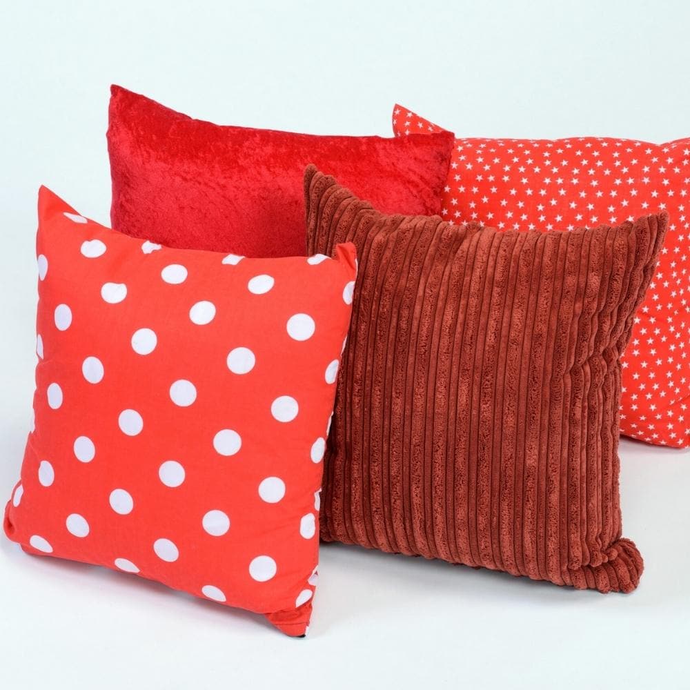Element Scatter Cushions Fire Bright Set Of 4, Introducing our Fire Bright Element Scatter Cushions, the perfect blend of comfort, style, and sensory stimulation for any setting. With their soft texture and vivid colours, these cushions are designed to inspire and enhance every environment, making them an essential addition to your space. Key Features: Soft and Comfy: Made with the highest quality materials, these cushions ensure utmost comfort, inviting everyone to relax and unwind. Vibrant Design: Reflect