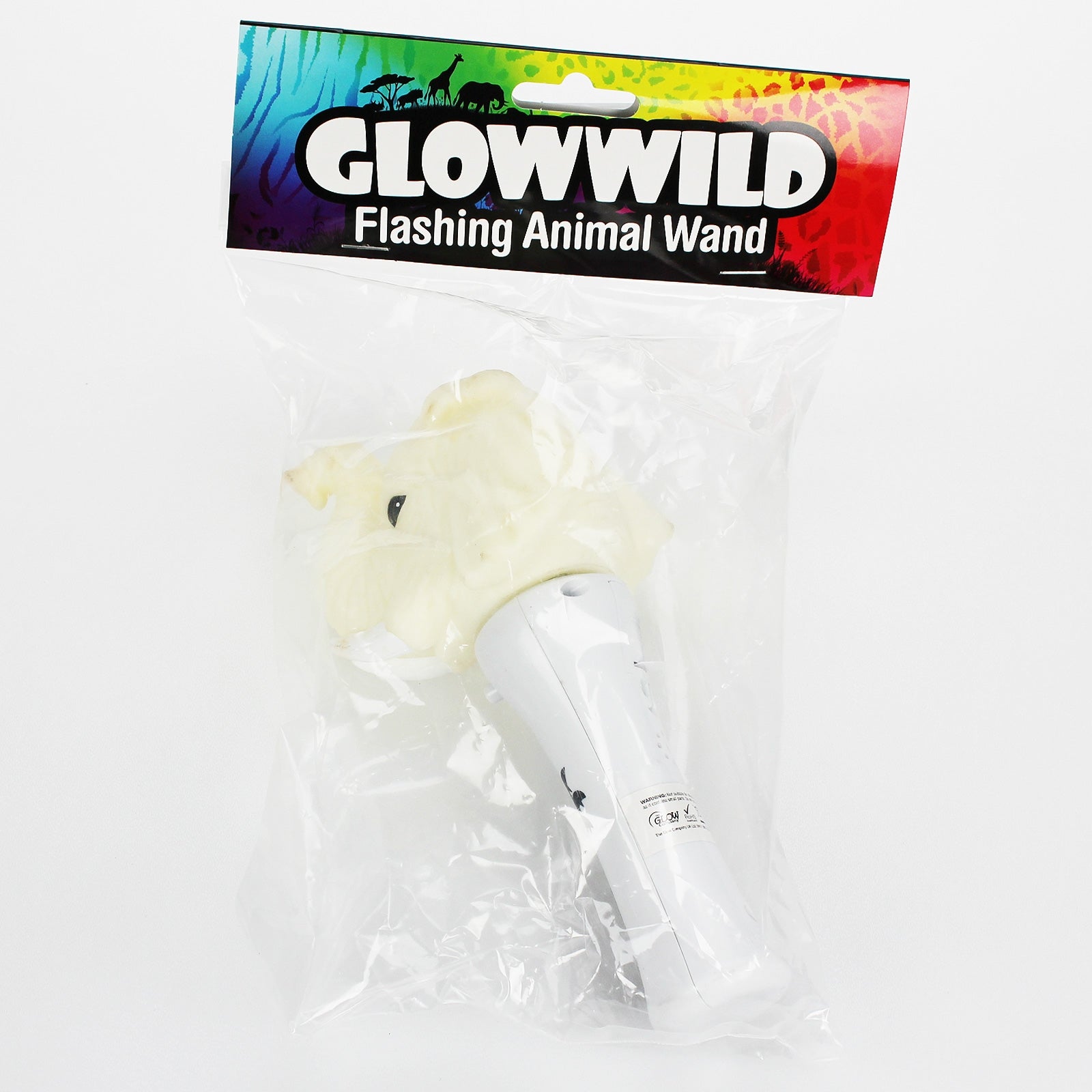 Elephant Mini Light Up Animal Wand 7", At 7" long this flashing elephant wand is just the right size for small hands and packed with multi coloured LEDs it lights up in a dazzling light show! With a simple on/off function, this Glow Wild mini elephant wand shines through a mesmerising colour change light show shining through the head and trunk of the white elephant wand. With batteries included and ready to go, animal lovers will love this sweet elephant that's ideal for animal themed parties and events. El