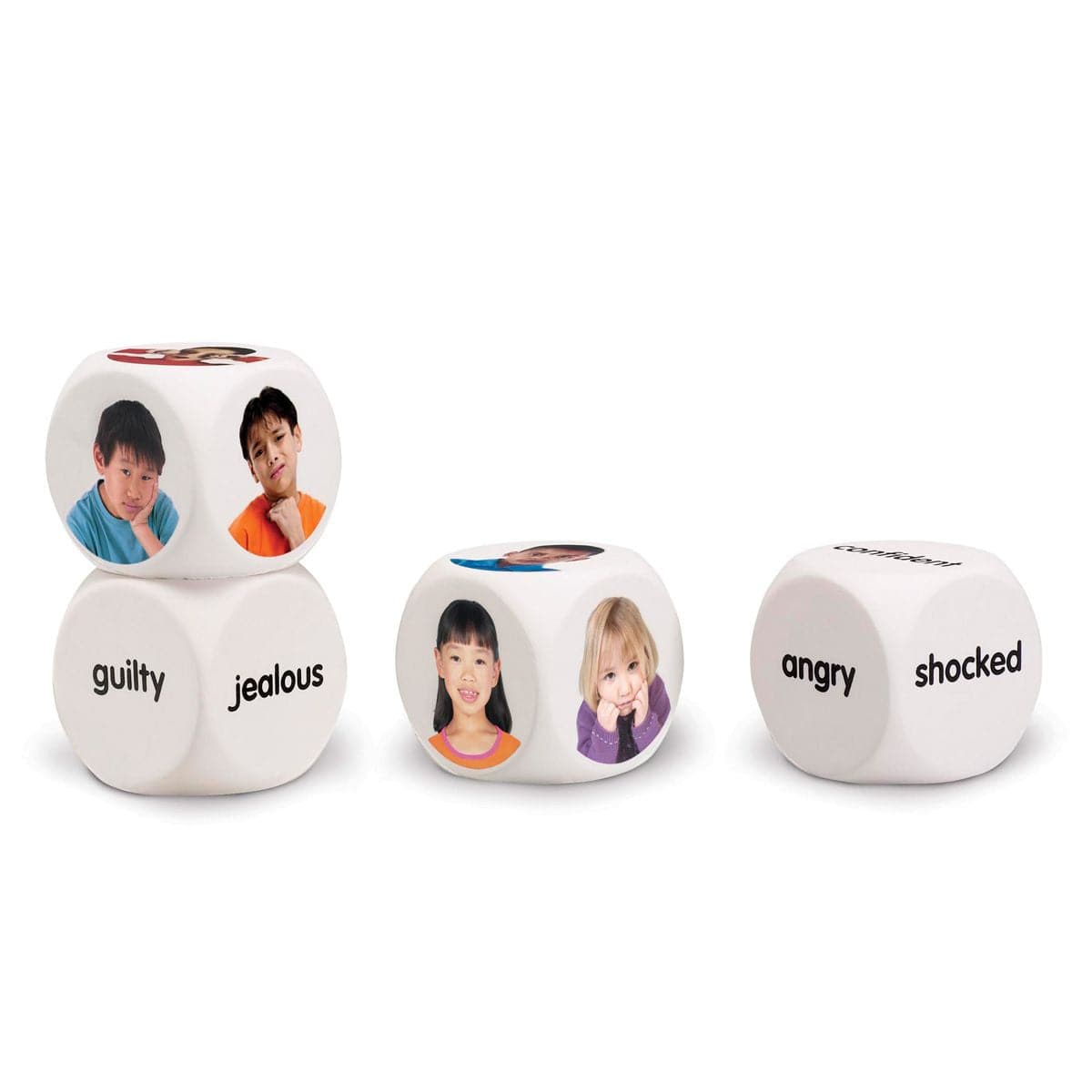 Emotion Cubes, The Emotion Cubes are an innovative tool designed to aid in the emotional development of children. This set provides a tactile and interactive way to help kids recognize, discuss, and express a range of feelings and emotions, ultimately enhancing their social and emotional literacy. Emotion Cubes Features: 🎲 Four Cubes: The set includes four cubes that serve as educational dice. Two are picture cubes featuring facial expressions, and the other two are word cubes with descriptive emotion terms