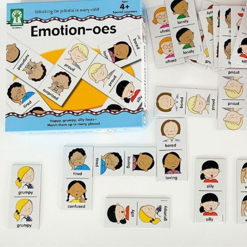 Emotionoes Board Game, Emotionoes: The Game of Emotional Dominoes brings a fresh and educational twist to a classic game. This game is not just about matching shapes or numbers; it’s about recognizing, understanding, and matching emotions. Emotionoes Board Game Features: Emotional Learning: This game provides an engaging way to introduce children to different emotions. They will learn to identify feelings through facial expressions, enriching their emotional intelligence. Easy to Grasp: The pieces are large