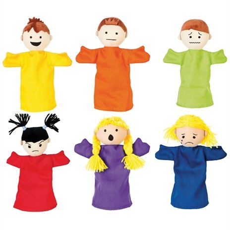 Emotions Hand Puppets Pack of 6, Our colourful Emotions Hand Puppets feature six different puppets with various facial expressions and emotions. They are great for developing children’s communication skills and empathy as they understand and act out each emotion. By recognising their feelings and emotions, kids have a greater understanding and are able to regulate and deal with their reactions more easily. In this Emotions Hand Puppets Pack of 6, there are six different emotions: happiness, sadness, fear, s