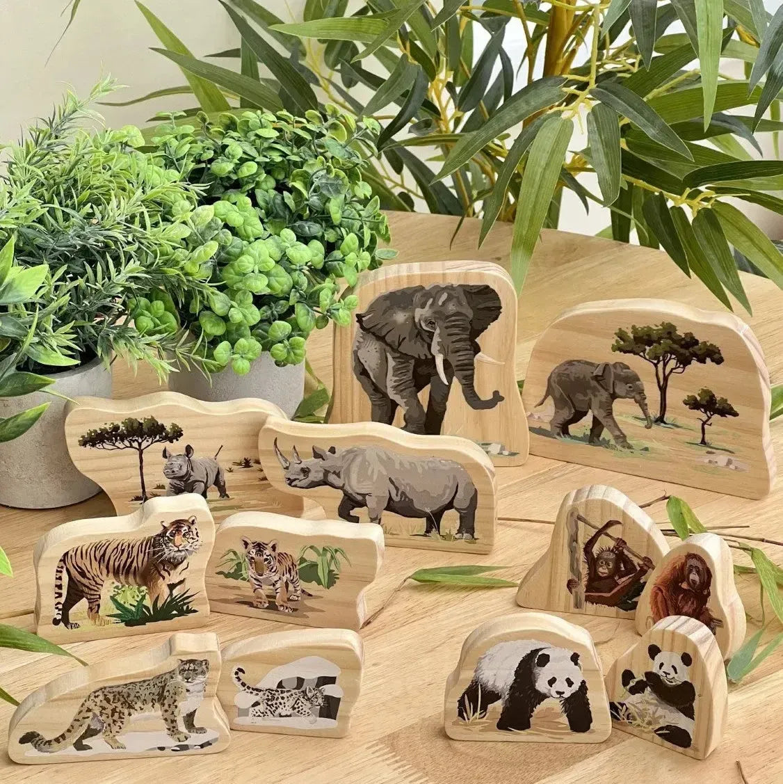 Endangered Animal Families Wooden Characters-Endangered Animal Families Wooden Characters