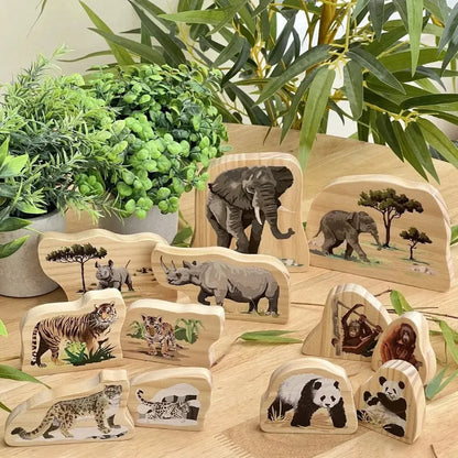 Endangered Animal Families Wooden Characters-Endangered Animal Families Wooden Characters