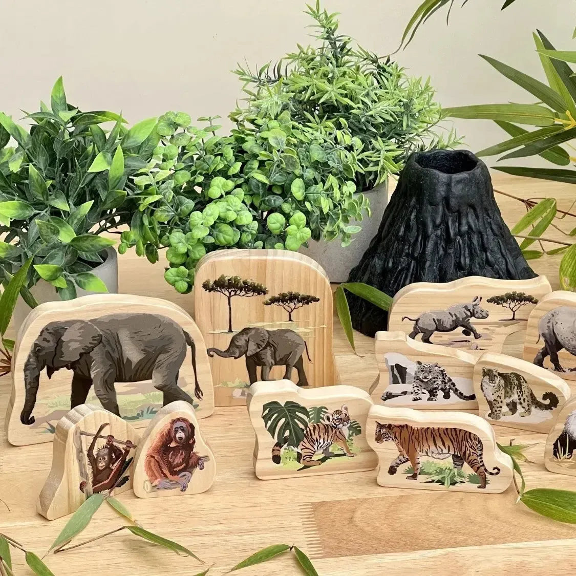 Endangered Animal Families Wooden Characters-Endangered Animal Families Wooden Characters