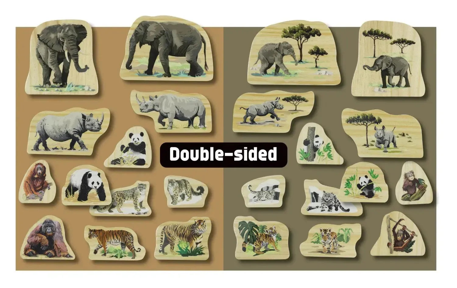 Endangered Animal Families Wooden Characters-Endangered Animal Families Wooden Characters