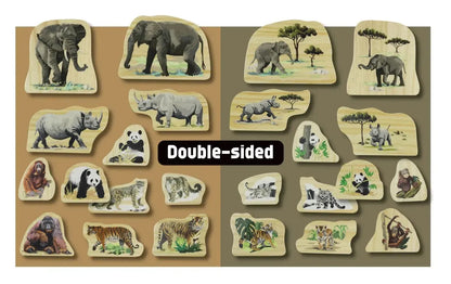 Endangered Animal Families Wooden Characters-Endangered Animal Families Wooden Characters