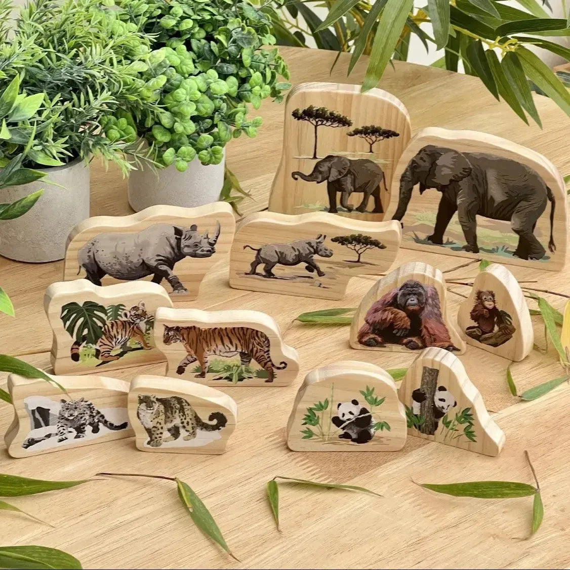 Endangered Animal Families Wooden Characters-Endangered Animal Families Wooden Characters