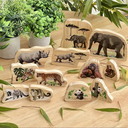Endangered Animal Families Wooden Characters-Endangered Animal Families Wooden Characters