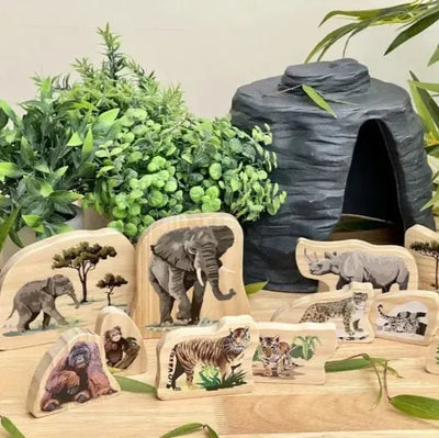 Endangered Animal Families Wooden Characters-Endangered Animal Families Wooden Characters