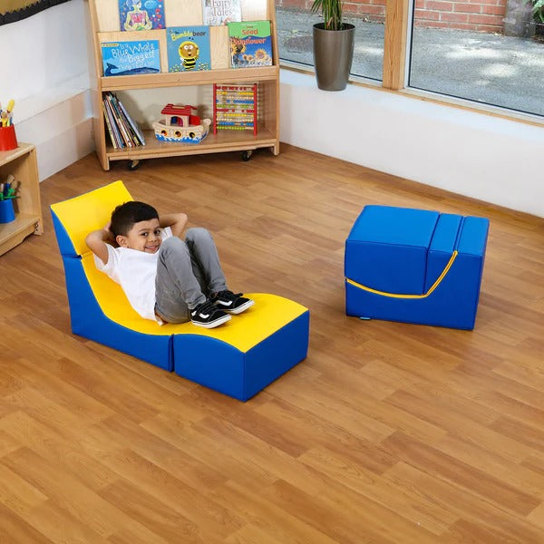 Ergo Vari Seat Single, A multi-use variable seat and a relaxing lounger for reading. The Ergo Vari Seat Single is a multi-use variable seat, a cube chair for group seating and relaxing lounger for reading. A unique and innovative children's seat design to sit on or simply fold out to suit almost any seating environment, be it a library or a classroom. The Ergo Vari Seat Single is both ergonomically designed for posture support and long stay comfort. The Ergo Vari Seat Single is made using highly specified v
