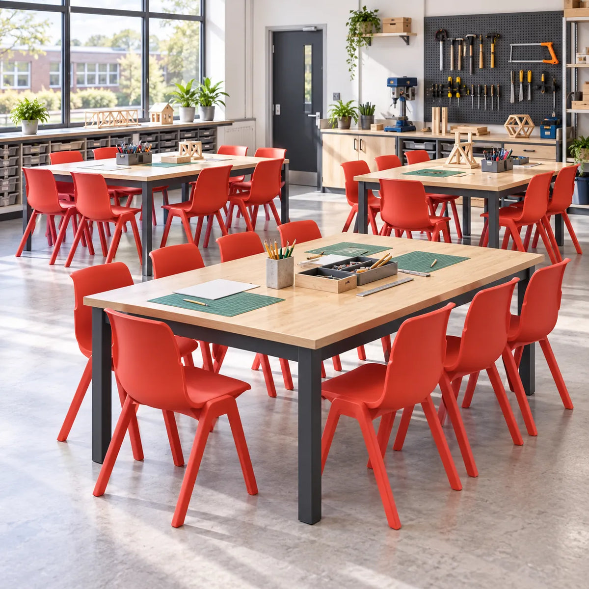 ErgoStak Stacking Chair Set of 20 in a bright UK classroom – lifestyle image 3