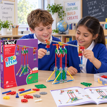 Children building the K'NEX Levers and Pulleys model
