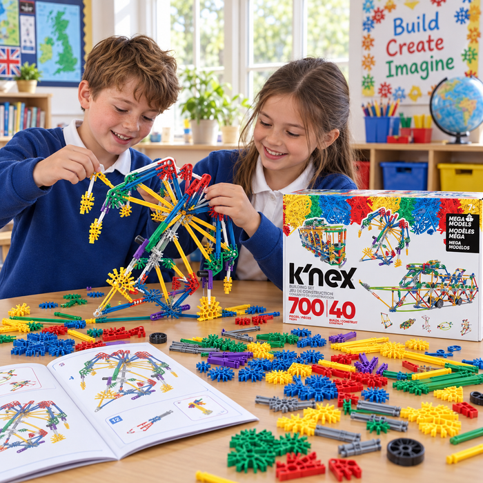 Children building with the K'NEX Mega Models set