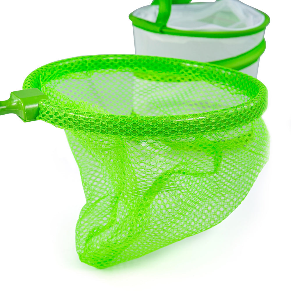 Explorer Set, Chief Bug Catchers can put their wildlife skills to the test with our funky green Explorer Bug Hunting Kit. It features a green bucket hat, pop up bug net, pair of binoculars, telescopic net, magnifying glass & more. Use the extendable telescopic net to catch pretty butterflies; the binoculars to bird watch and observe insects from afar; the bucket hat to help you blend in with nature; the pop-up bug tent to gently catch bugs; and the magnifying jar to examine bugs up close. Kids bug catching 