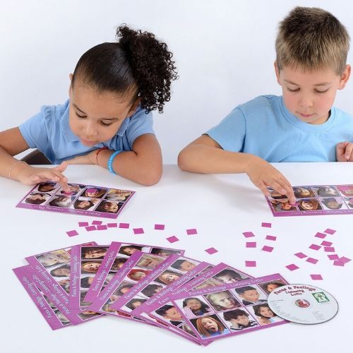 Faces and Feelings Board Game, Explore the look and tone of emotions as kids match narrative statements to photographs of kids’ faces showing different expressions with this useful Faces and Feelings Board Game resource set. To play, students listen to the sounds on the CD and place tokens on the images on their game cards that match what they hear. Boost emotional intelligence and social skills with the Faces and Feelings Board Game! This interactive resource is specially designed to enrich the educational
