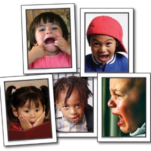Facial Expressions Learning Cards, Unlock the world of emotions for young learners with our Facial Expressions Learning Cards. This Facial Expressions Learning Cards set is designed to be a versatile educational tool, aiding in the development of essential social and emotional skills. Facial Expressions Learning Cards Features Real-Life Imagery: The set includes 45 cards featuring real-life photographs that depict a wide range of emotions. Multi-Lingual Resource Guide: Each set comes with guided questions a