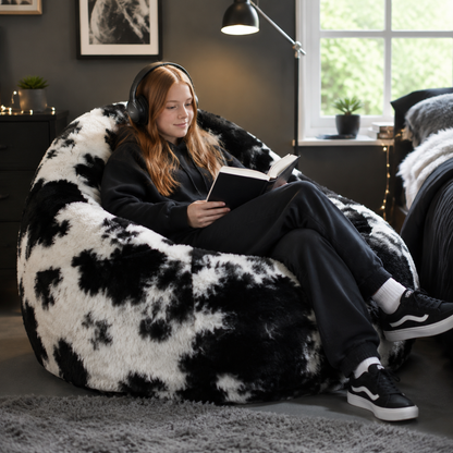 Faux Fur Pony Skin Jumbo Beanbags in a modern teenage setting - lifestyle image 3