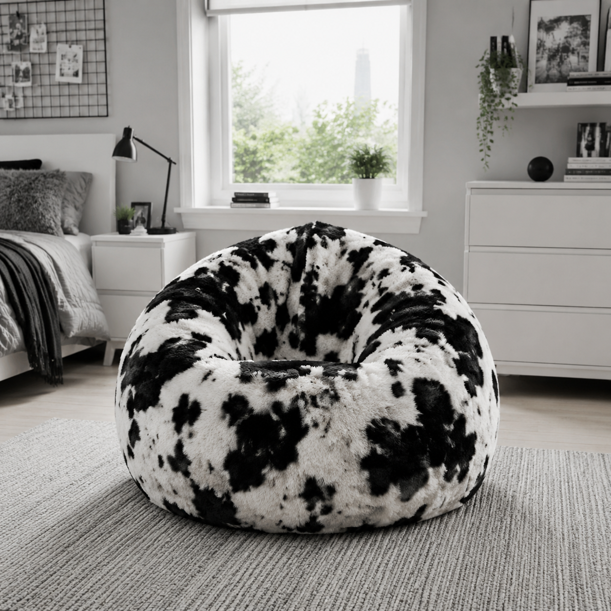 Faux Fur Pony Skin Jumbo Beanbags in a modern teenage setting - lifestyle image 4